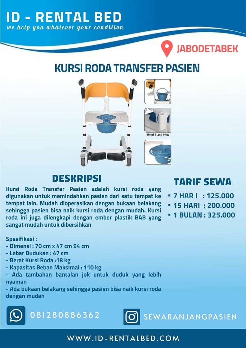Kursi Roda Transfer Pasien Health Equipment rental Jakarta