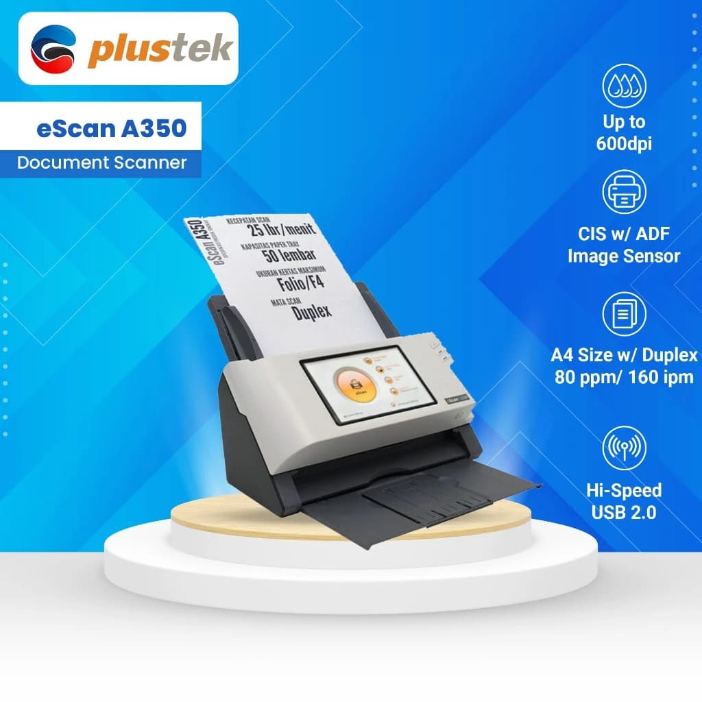 Plustek Scanner eScan A350 (ADF: A4/F4) : 25 ppm, WiFi Laptop & PC rental Jakarta